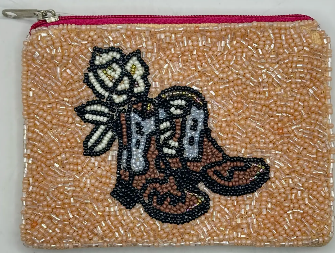 LAC-MP-016  Boot Beaded Purse