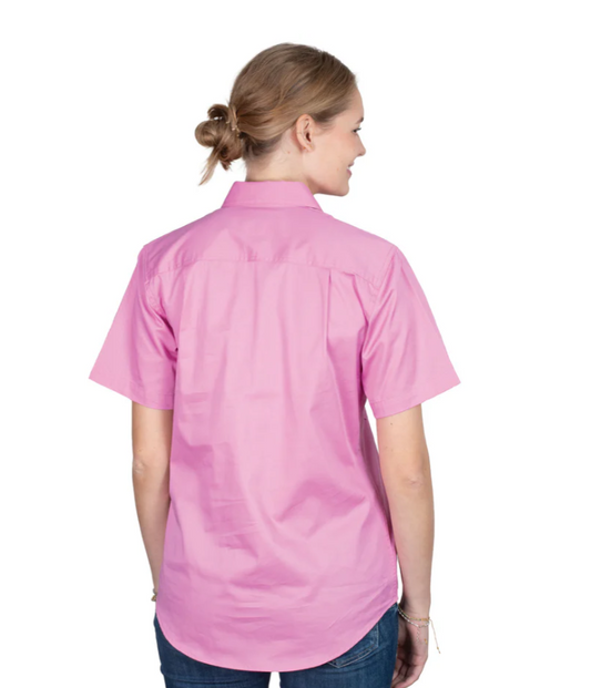 50506MSK Just Country Women's Evie Short Sleeve Half button Work shirt Musk Pink