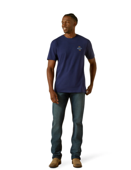 10062418 Ariat Men's West Woven Tee Medieval Blue