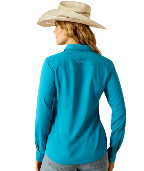 10058836 Ariat Women's Kirby Pro LS Shirt Enamel Blue