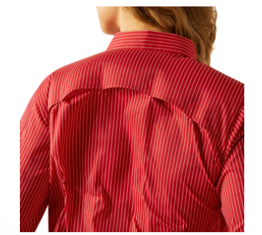 10058803 Ariat Women's Venttek LS Shirt Equestrian Red Stripe
