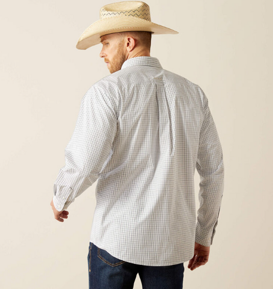 10058975 Ariat Men's Pro Series Stone LS Shirt White