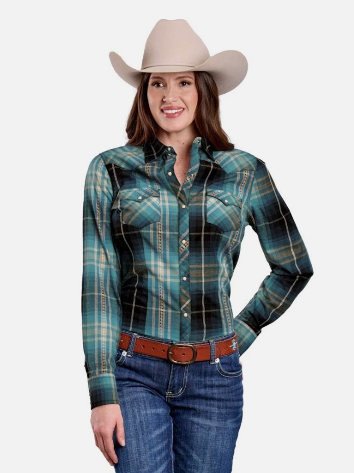 03-050-0062-0711 Roper Women's West made collection LS Shirt Plaid Green