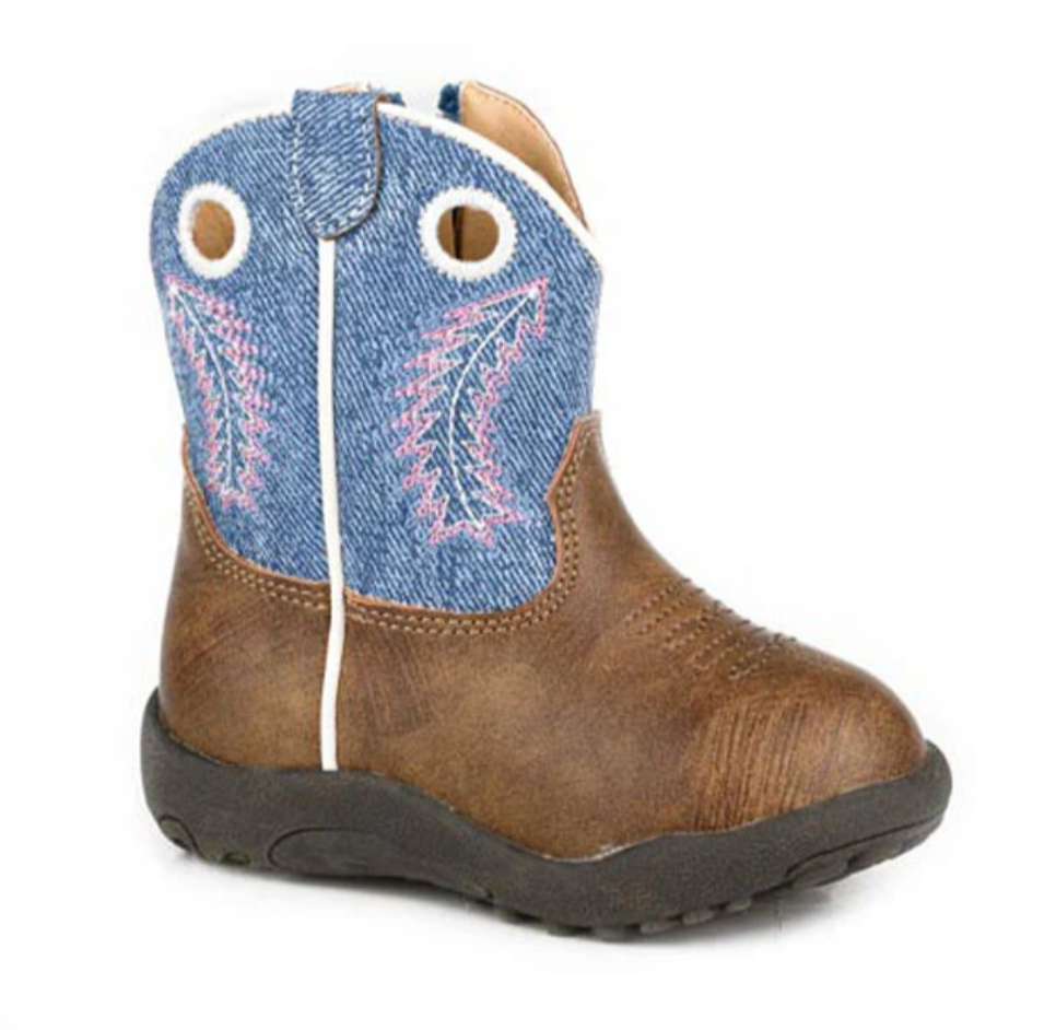 09-016-1910-3638 Roper Infant Cowbaby Willow Brown/ Blue denim