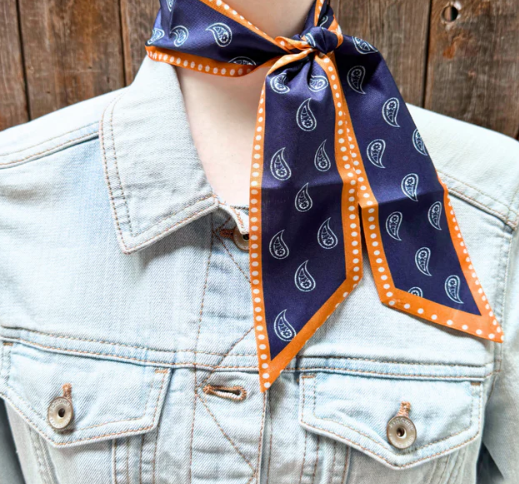 TW107 Cowgirl Necktie Navy & Rust