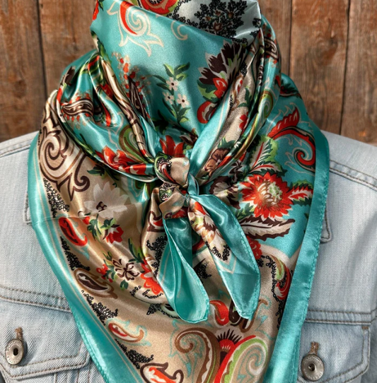 WRS230 Cowgirl Wild Rag "Turquoise That So 70's Paisley"