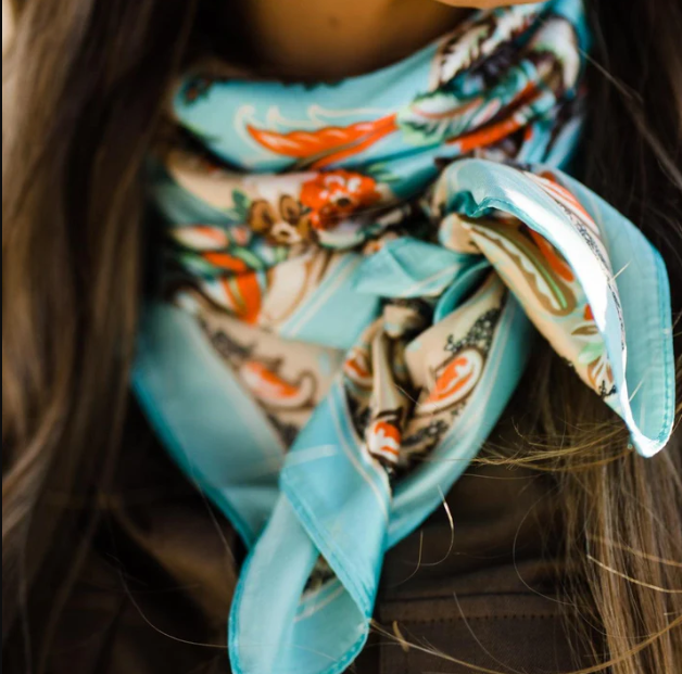 WRS230 Cowgirl Wild Rag "Turquoise That So 70's Paisley"