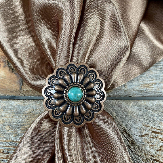 WRSW103L Wild Rag Slide Copper Scalloped Floral Pattern & Green