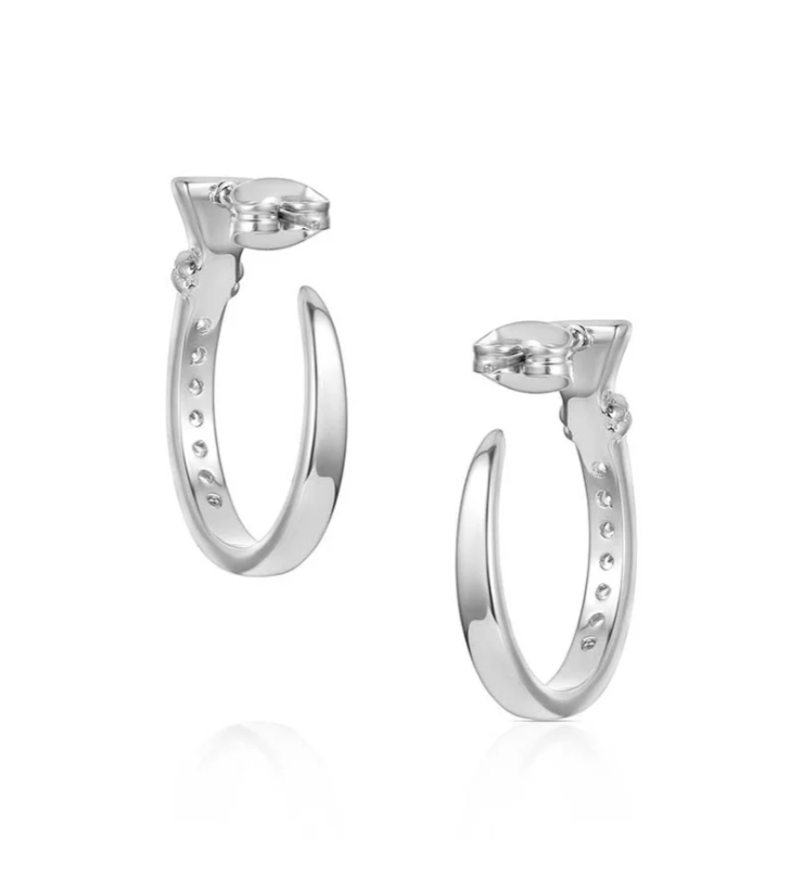 ER6325 Montana Silversmiths Horseshoe Nail hoop earrings