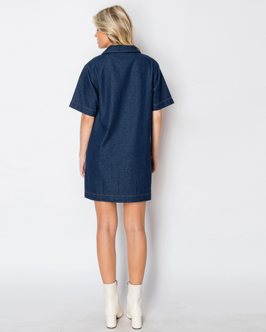 LWD2547 Denim shirts mini dress