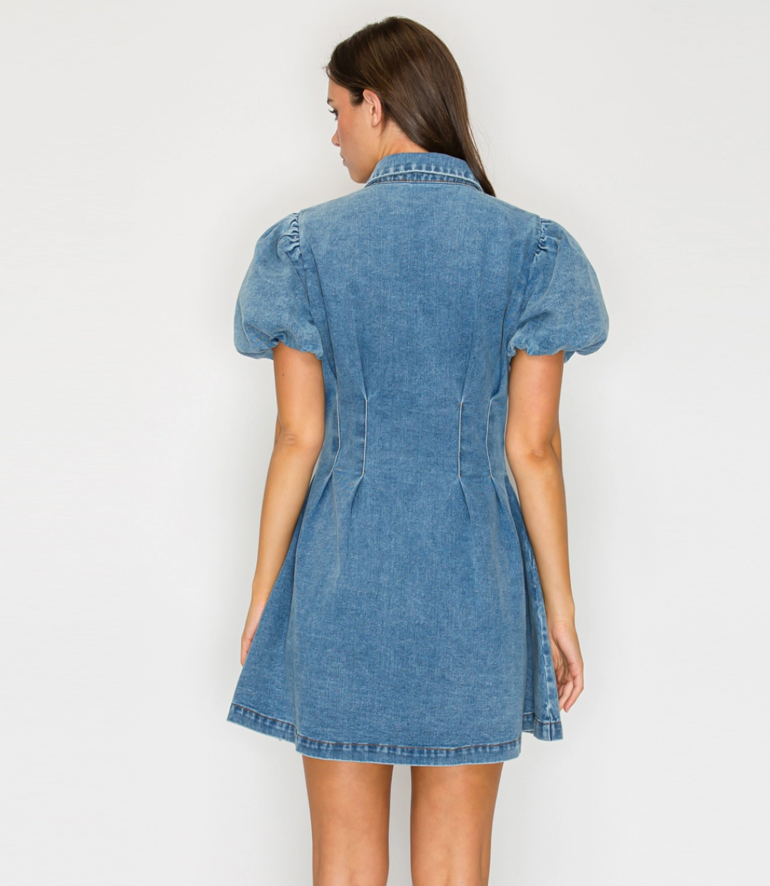 LWD3385 Denim bubble sleeve dress