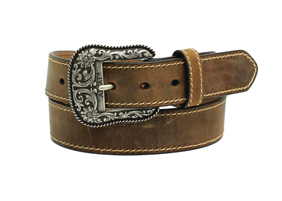 A1523402 Ariat Women's Distressed Leather belt 1 1/2 Brown