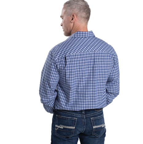 MWLS2614 Just Country Men's Austin Full Button Print Workshirt Dutch Blue & White Plaid