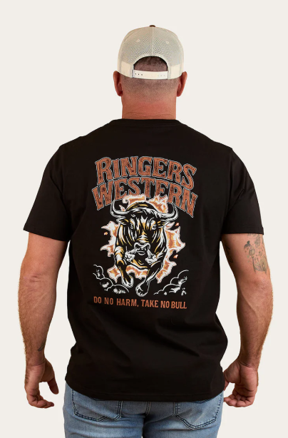 124067RW-BLK Ringers Western Men's "Do No Harm Take No Bull" T-Shirt