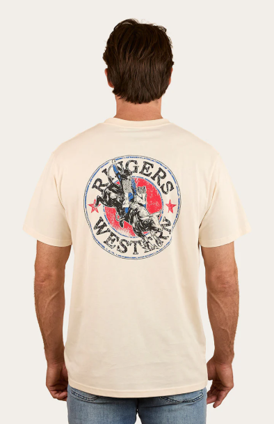 124069RW-OWH Ringers Western Men's Bucking Bull Tee Off White