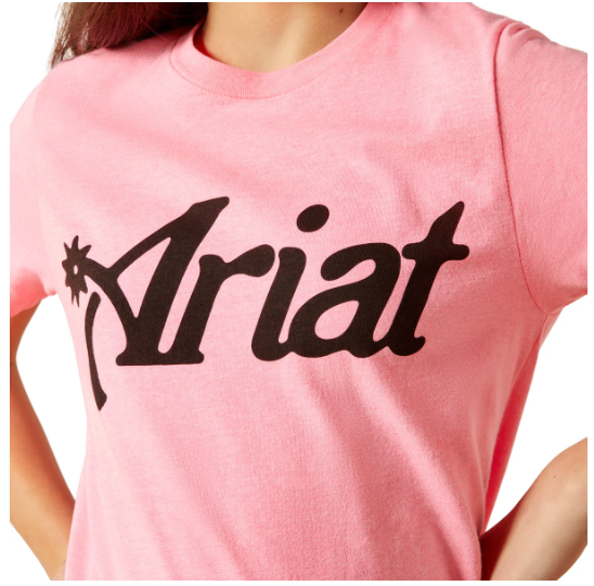 10063748 Ariat Girl's Spur Script Tee Neon Pink