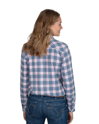 50502266 Just Country Women's Brooke Full Button Flannel Workshirt Rose/Grey/White