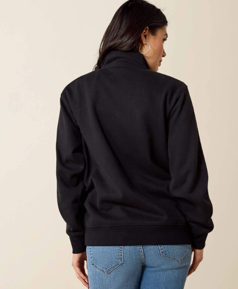 10063144 Ariat Women's Foundation Logo 1/2 Zip Sweatshirt Black