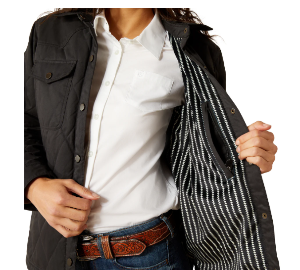 10062812 Ariat Women's Grizzly Quilted Barn Jacket Black