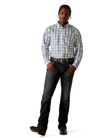 10062235 Ariat Men's Wrinkle Free Cody Fitted LS Shirt White