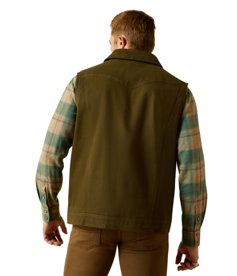 10062435 Ariat Men's Canvas Rancher Vest Desert Sand Khaki