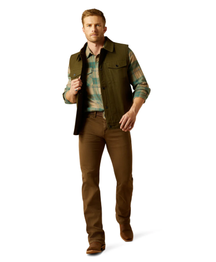10062435 Ariat Men's Canvas Rancher Vest Desert Sand Khaki