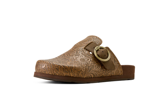 10074266 Ariat Women's Country Mule Brown Floral Emboss