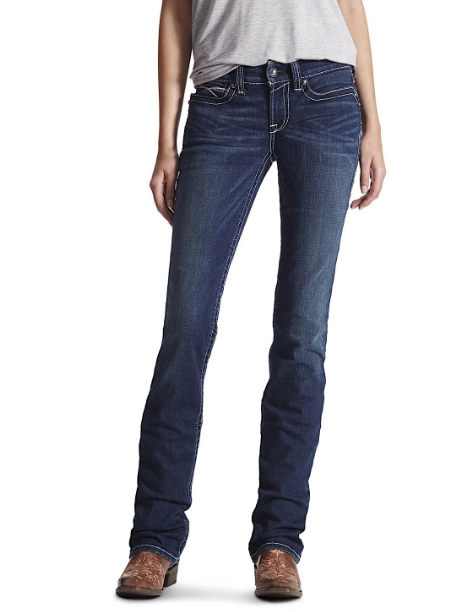 10017216 Ariat Women's R.E.A.L Mid Rise Stackable Straight Leg Jean Icon Ocean