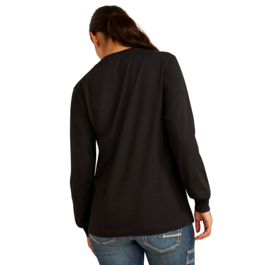 10062781 Ariat Women's Rebar Cotton Strong Logo LS Tee Black