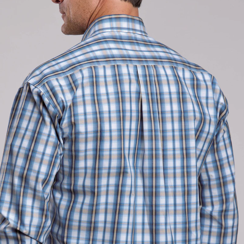 11-001-0579-2011 Stetson Mens Collection LS Shirt Plaid Blue