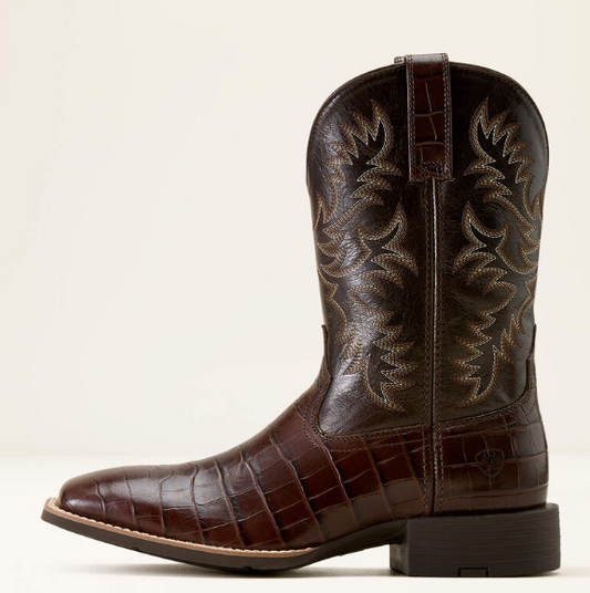 10074167 Ariat Men's Sport Latigo West Chocolate Croc Print/Bitter Chocolate