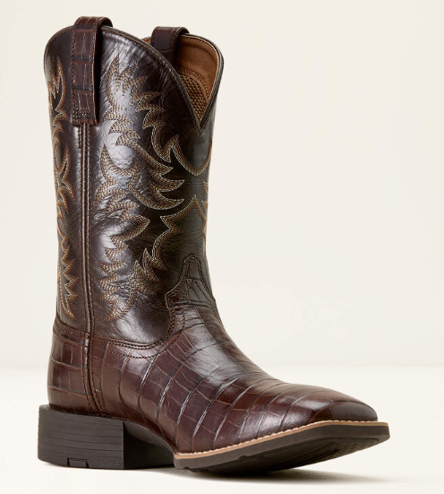 10074167 Ariat Men's Sport Latigo West Chocolate Croc Print/Bitter Chocolate
