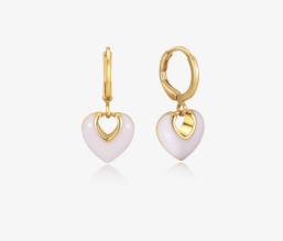 LS2021379-WHT Jules Heart White 18k Gold Plated Earrings