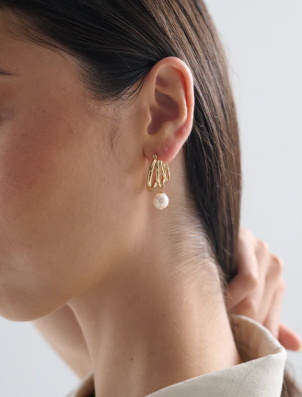 LS2021240-GLD Leona Pearl 18k Gold Plated Earrings