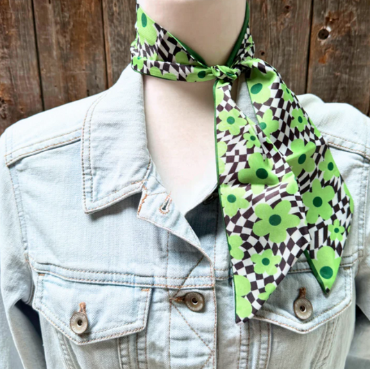 TW131 Cowgirl Necktie Green Western Skinny Mini Wild Rag