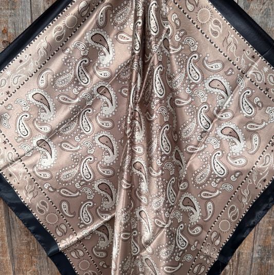 WR3383 Cowgirl Black & Tan Floral Wild Rag Scarf