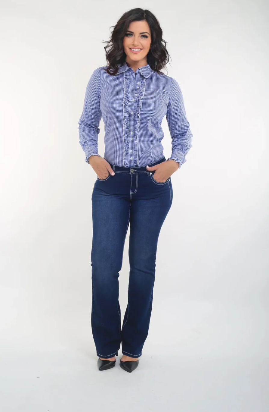 OBW216464 Outback Ruffle LS Shirt Navy