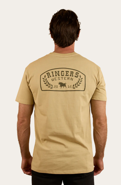 124034RW Ringer's Western Men's Country Goods Loose Fit Tee -Camel