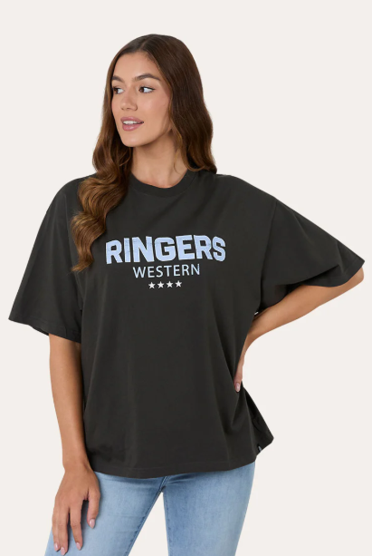 225240RW Ringer's Western Women's Traditions Oversized Tee Charcoal