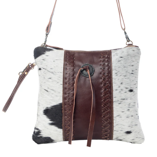 S-7370 Rosalinda Cross Stitched Leather & Hairon Bag