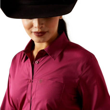 10065844 Ariat Women's Wrinkle Free Kirby LS Shirt Beaujolais