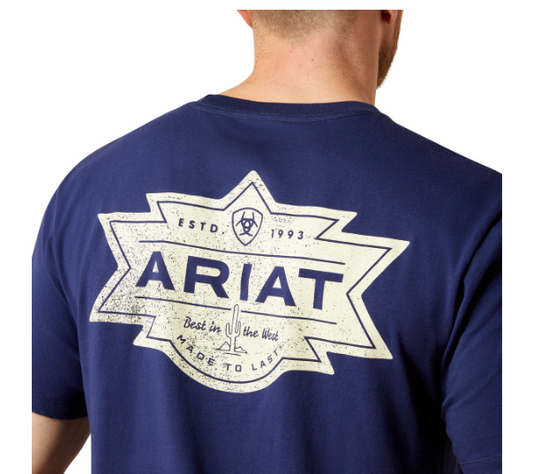 10065904 Ariat Men's Mesa Motif Lockup SS Tee Medieval Blue