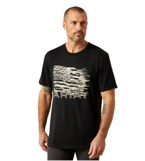 10065892 Ariat Men's Freedom Flag SS Tee Black