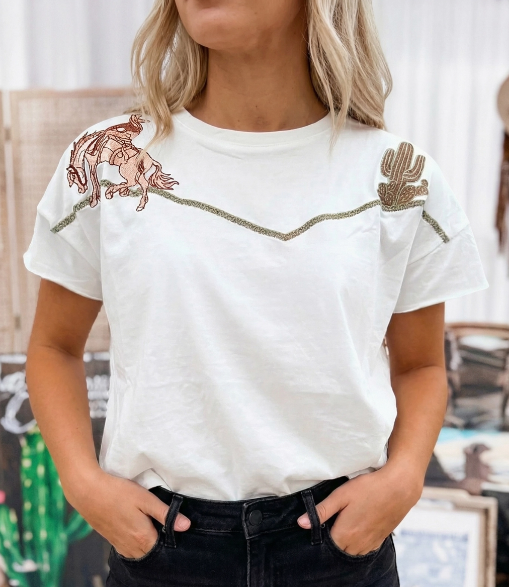 FW25231186-P1 Western Embroidered Casual tee
