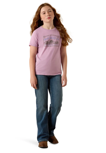 10071699 Ariat Girl's Farm Patch SS Tee Lavender