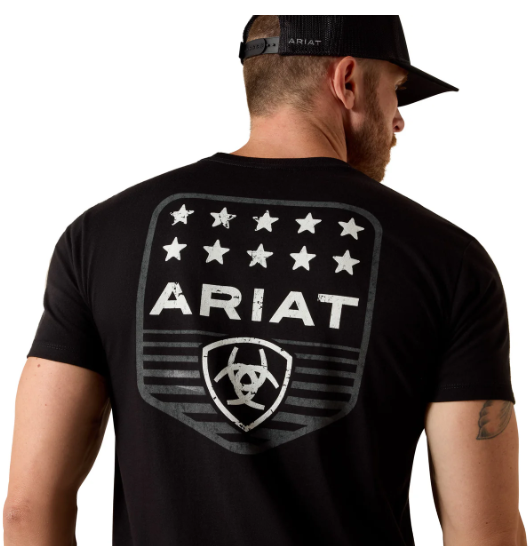 10073966 Ariat Men's Stripe Patriotic Badge SS Tee Black