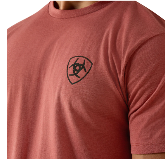 10073957 Ariat Men's Banner Badge SS Tee Adobe Heather