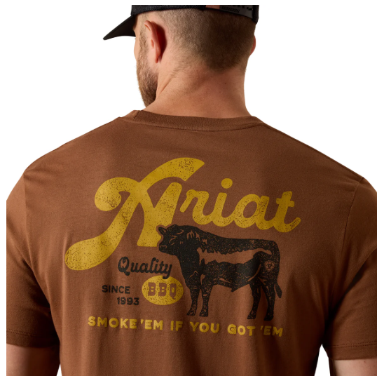 10071197 Ariat Men's BBQ Smoke SS Tee Soft Silt