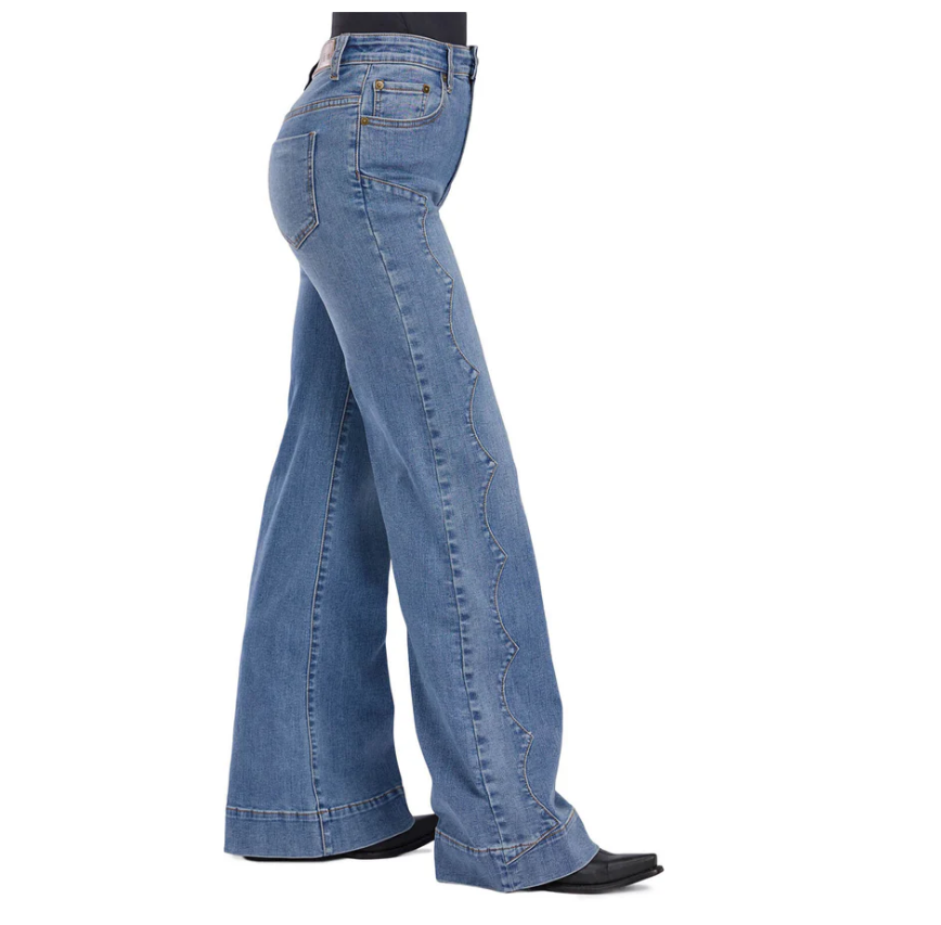 10-054-0870-4002 Tin Haul Women's Denim 870 Claire Seam Yoke Wide Leg Jean