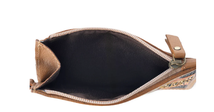 S-14537 Hand Hewn Western Card Holder Brown & White